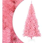 vidaXL Albero di Natale con Supporto Decorazione Natalizia Addobbi Feste Abete Pino Sintetico Festoni Ornamenti Pianta Artificiale Rosa 210 cm PVC