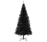 vidaXL Albero di Natale con Supporto Decorazione Natalizia Addobbi Feste Abete Pino Sintetico Festoni Ornamenti Pianta Artificiale Nero 210 cm PVC