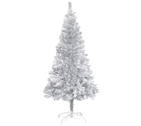 vidaXL Albero di Natale con Supporto Decorazione Natalizia Addobbi Feste Abete Pino Sintetico Festoni Ornamenti Pianta Artificiale Argento 150 cm Pet
