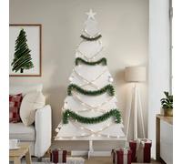 vidaXL Albero di Natale Decorativo Bianco 180cm Legno Massello di Pino, Decorazione di Natale in Legno, Albero di Natale, Decorazione Natalizia in Legno