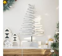 vidaXL Albero di Natale Decorativo Bianco 80 cm Legno Massello di Pino, Albero Natalizio con Rami rotanti, Albero in Legno, Decorazione Natalizia