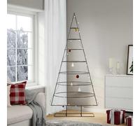 vidaXL Albero di Natale Decorativo in Metallo Nero 210 cm, Albero di Natale Decorativo, Albero di Natale, Decorazione di Natale