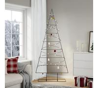 vidaXL Albero di Natale Decorativo in Metallo Nero 210 cm