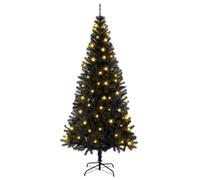 vidaXL Albero di Natale Finto con 300 LED Neri, 180 cm in PVC, già Illuminato per Le Decorazioni Festive, Perfetto per l'interno, con Luce LED USB, Ideale per Il Soggiorno.