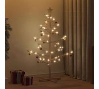 vidaXL Albero di Natale in legno con supporto Marrone 125 cm