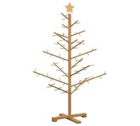 vidaXL Albero di Natale in Legno Marrone 125 cm Legno di Pino massello, Soggiorno, Albero di Natale in Legno Moderno, Design Minimalista, Decorazione Natalizia Beige, Decorazioni Festive Interne, Pin