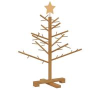 vidaXL Albero di Natale in Legno Marrone 75 cm Legno di Pino massello, Soggiorno, Albero di Natale in Legno Moderno, Design Minimalista, Decorazione Natalizia Beige, Decorazioni Festive Interne, Pino
