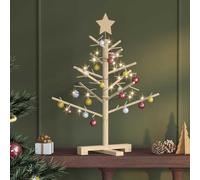 vidaXL Albero di Natale in Legno Naturale 75 cm Legno di Pino massello, Albero di Natale in Legno, Moderno e minimalistico, Decorazione Beige per Le Feste, Semplice Pino per Interno