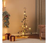 vidaXL Albero di Natale in Metallo con Base in Legno Nero 120 cm