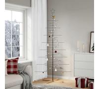 vidaXL Albero di Natale in Metallo con Base in Legno Nero 210 cm
