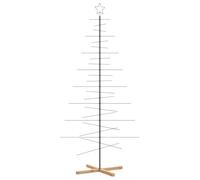 vidaXL Albero di Natale in Metallo con Base in Legno Nero 210 cm, Albero di Natale Decorativo, Albero di Natale, Decorazione di Natale