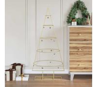 vidaXL Albero di Natale in Metallo con Supporto Oro 125 cm, Albero di Natale in Metallo Moderno per Soggiorno, Decorazione Festiva, Ornamento Chic, arredo Indoor Unico