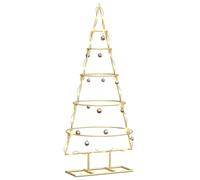 vidaXL Albero di Natale in metallo con supporto Oro 90 cm