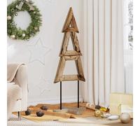 vidaXL Albero di Natale Marrone 120 cm Legno massello di Teak, Albero di Natale in Legno Rustico, Decorazione Festiva, Idea Trasformativa per Il Soggiorno, Arreda Gli Interni