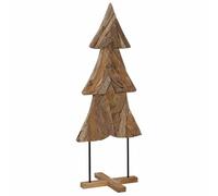 vidaXL Albero di Natale Marrone 150 cm Legno massello di Teak, Albero di Natale in Legno Rustico, Decorazione Elegante, Ornamento in Teak, Stile per Interni, Centro tavola Festivo