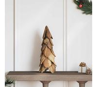 vidaXL Albero di Natale Marrone 50 cm Legno massello di Teak, Decorazione per Il Soggiorno, Albero di Natale in Teak Rustico, Tocco Festivo Elegante, Beige per casa