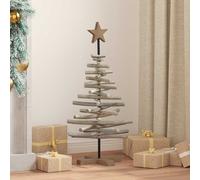 vidaXL Albero di Natale Marrone 90 cm Legno massello di Teak, Decorazione per Soggiorno, Albero di Natale in Teak Rustico, Resistenza e Facile Montaggio per Feste Indoor