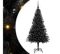 vidaXL Albero di Natale con 150 LED con Supporto Nero 150 cm PVC, Albero di Natale Moderno per Il Soggiorno, Decorazione stagionale, luci LED Calde, Display Interno, PVC