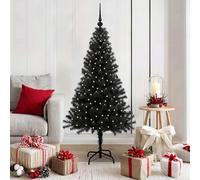 vidaXL Albero di Natale con 150 LED con Supporto Nero 150 cm PVC, Albero di Natale Moderno per Il Soggiorno, Decorazione stagionale, luci LED Calde, Display Interno, PVC