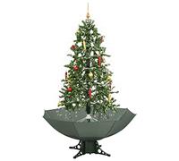 vidaXL Albero di Natale Neve e Base a Ombrellone Magico con Palline e Luci Folto Realistico Decorazione Natalizia con Nevicata Verde 170 cm