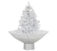 vidaXL Albero di Natale Neve e Base a Ombrellone Magico con Palline e Luci Folto Realistico Decorazione Natalizia con Nevicata Bianco 75 cm