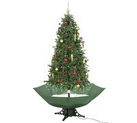 vidaXL Albero di Natale Neve e Base a Ombrellone Magico con Palline e Luci Folto Realistico Decorazione Natalizia con Nevicata Verde 190 cm