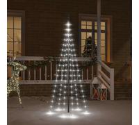 vidaXL Albero di Natale Pennone Bianco Freddo 108 LED 180 cm