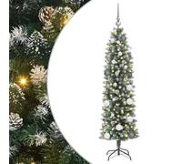 vidaXL Albero di Natale Pre-Illuminato 150 cm con LED e Palline Bianche/Grigie, luci LED Multicolore a Forma di Cono, Alimentato Tramite USB, per Interni ed Esterni. Ottimo per la Decorazione Durant