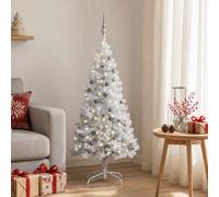 vidaXL Albero di Natale Preilluminato con Palline Argento 120 cm PET