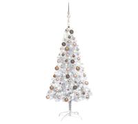 vidaXL Albero di Natale Preilluminato con Palline Argento 120 cm PET