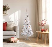 vidaXL Albero di Natale Preilluminato con Palline Argento 120 cm PET