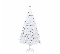 vidaXL Albero di Natale Preilluminato con Palline Bianco 120 cm PVC