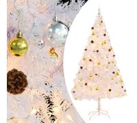 vidaXL Albero di Natale Preilluminato con Palline Bianco 210 cm