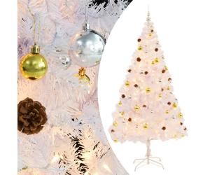 vidaXL Albero di Natale Preilluminato con Palline Bianco 210 cm
