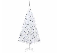 vidaXL Albero di Natale Preilluminato con Palline Bianco 210 cm PVC