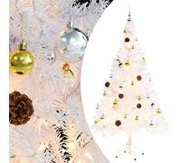 vidaXL Albero di Natale Preilluminato con Palline Decorazioni Natalizie Illuminazione Addobbi Feste FESTIVITÀ Invernali 150 cm Bianco