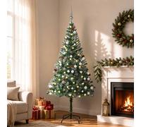 vidaXL Albero di Natale Preilluminato con Palline e Pigne 180 cm