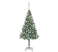 vidaXL Albero di Natale Preilluminato con Palline e Pigne 180 cm