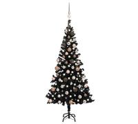 vidaXL Albero di Natale Preilluminato con Palline Nero 180 cm PVC