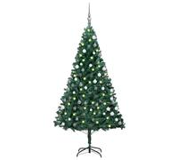 vidaXL Albero di Natale Preilluminato con Palline Verde 150 cm PVC