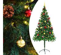 vidaXL Albero di Natale Preilluminato con Palline Verde 180 cm