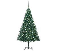 vidaXL Albero di Natale Preilluminato con Palline Verde 210 cm PVC