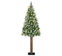 vidaXL Albero di Natale Slim con 300 LED Bianchi Caldi, Alto 180 cm. È Fatto di PVC e ha Un Design Elegante. Ideale per Decorazioni Festive Indoor e per arredare in Modo Moderno. Perfetto Anche per