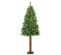 vidaXL Albero di Natale Slim con 300 LED Verde 180 cm in PVC, Pre-Illuminato e ritardante di Fiamma. Perfetto per Decorare Sia Dentro Che Fuori.