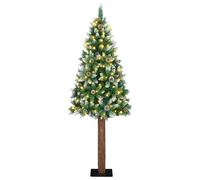 vidaXL Albero di Natale snodato con 300 LED con Supporto Verde 210 cm, Decorazione per Il Soggiorno, Albero di Natale a Cono Sottile, luci LED, Ornamento Compatto per Interni