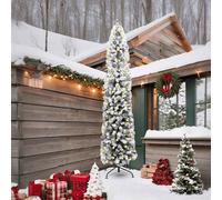 vidaXL Albero di Natale sottile con 300 LED & Set di palline & Neve imbiancata Verde 240 cm