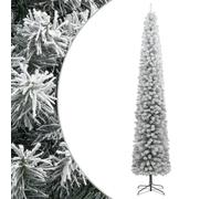vidaXL Albero di Natale Sottile con Base e Neve Floccata 300 cm PVC