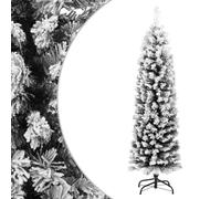 vidaXL Albero di Natale Sottile con Neve Fioccata Verde 120 cm PVC