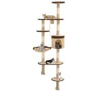 vidaXL Albero Gatti Tiragraffi in Sisal a Muro 194 cm Beige e Marrone