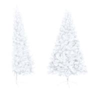 vidaXL Albero Natale a metà con Luci e Supporto Decorazioni Natalizie Illuminazione Addobbi Feste FESTIVITÀ Invernali Bianco 150 cm in PVC